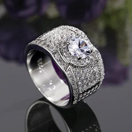 New European and American Luxury Luxury Super Dazzling Zircon Ring, Mens and Womens Fashion Wedding Jewelry