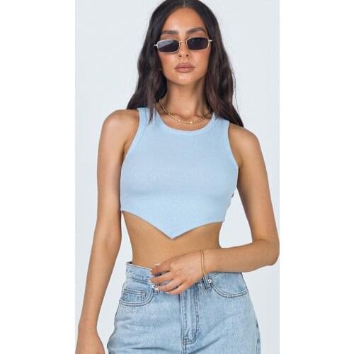 Casual tank tops sexy colheita colete sólido feminino fora do ombro de malha azul branco verão das mulheres sem mangas senhoras