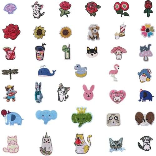 Rose flower self-adhesive childrens badge patch can be sewn jeans DIY clothing supplies material accessories 1PCS for sale