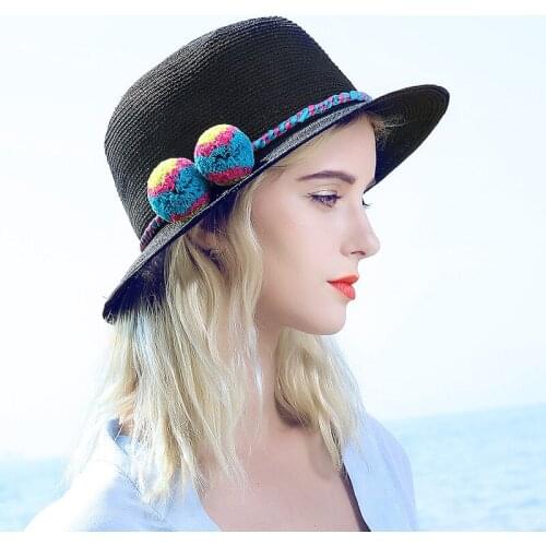 Lady Straw Sun Hat Wide Brim Sunscreen Cap Summer Seaside Beach Sun Hat Foldable Hemp Prevented Bask Sun Cap A112