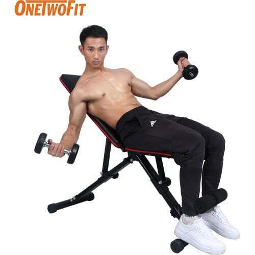 OneTwoFit Fitness Muscle Bench Dumbbells Bodybuilding Bench Exercise Training Workout Home Gym Equipments Abdominal Board