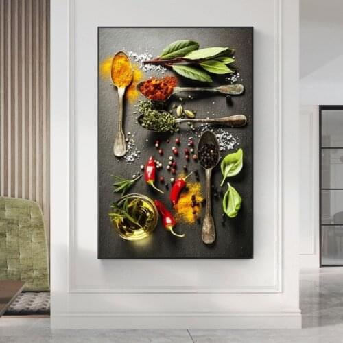 Herbs and Spices Modern Wall Art Posters And Prints Still Life Art Paintings On the Wall Kitchen Decor Art Pictures Cuadros