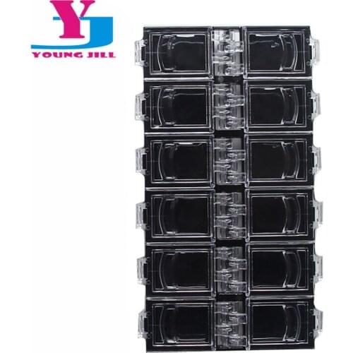 High Quality 12 Cell Black Plastic Empty Divided Boxes Rhinestone Storage Case Art Container Organizer Box Newly Free Shipping