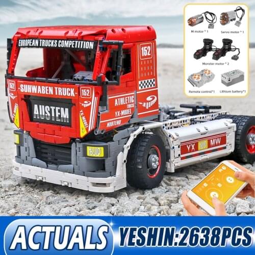 Mould King 13152 High-Tech Remote Control Car MOC-27036 The App Motorized Race Truck Mk II Set Building Blocks Bricks Kids Gifs