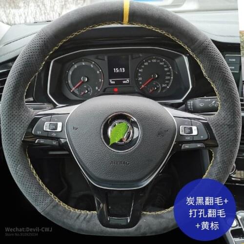 Suede Leather Steering Wheel Cover For VW Volkswagen CC Tiguan Passat Polo Golf Lamando Sharan Bora Jetta Touran Santana T-Cross