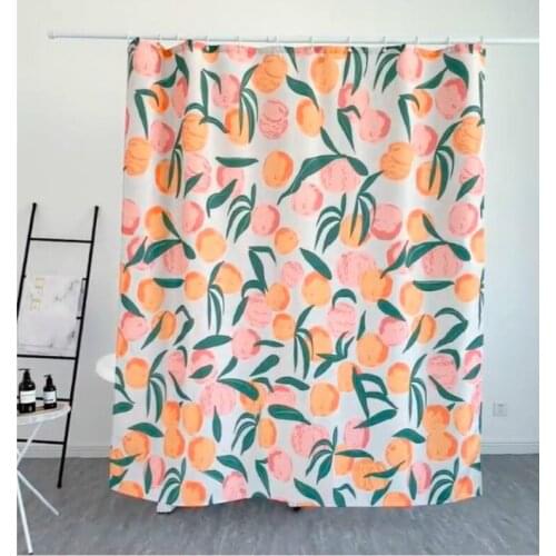 Shower Curtain Bathroom Waterproof Cortinas Modern Fresh Fruit Peach Print Polyester Fabric Ridea Artistic Decorating