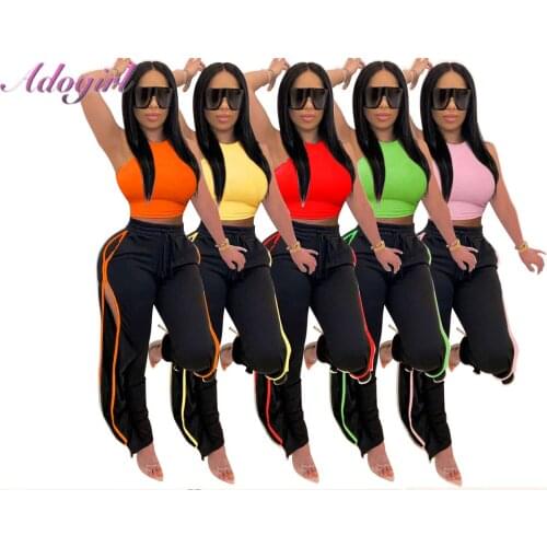 Women summer suit solid two piece set