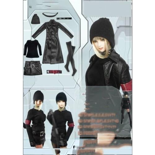 1/6 Black Leather Overcoat Costume Set for 12" Bodies