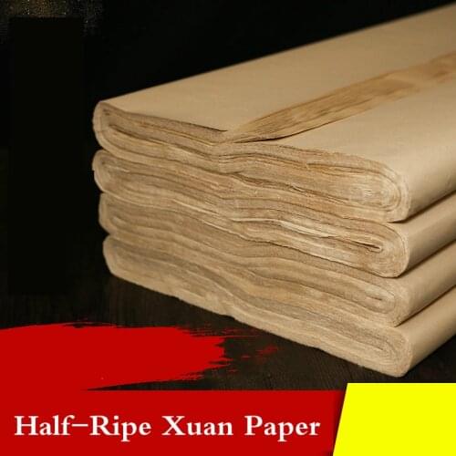 10 sheets Half Ripe Xuan Paper Chinese Mulberry Paper Handmade Natural Color Calligraphy Painting Fiber Rice Paper Rijstpapier