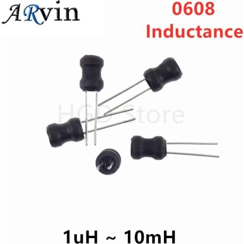 10Pcs Unshielded Wirewound DIP power Inductor 0608(6*8mm) 150uH 220uH 330uH 470uH 1mH 2.2mH 3.3mH 4.7mH 10mH I-shaped inductance