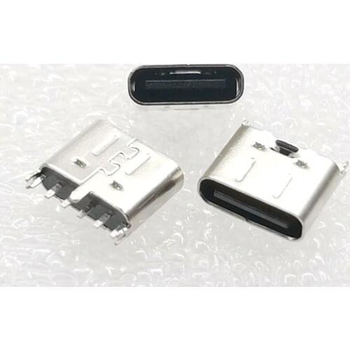 100pcs Micro USB 3.1 Type C Connector Jack 6Pin 180 Degree Female For Mobile Phone DIY Electronic Parts Power Charging Port Jack