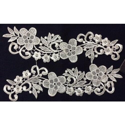 27cm*7.5cm water soluble embroidery mirrored applique,wedding dress applique,DXT1128D