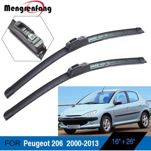 For Peugeot 206 206+ Car Accessories Front Windscreen Wiper Blades Soft Rubber Wiper J Hook Arms 2000-2013