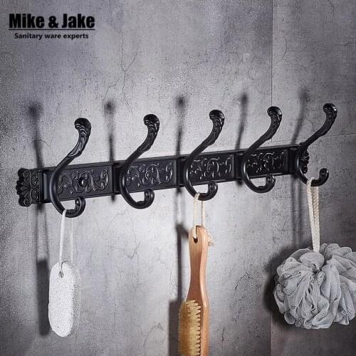 Free Shipping Black carve pattern robe hooks 4-5 Row wall Hook coat hanger door hooks for bathroom hook accessories 6700