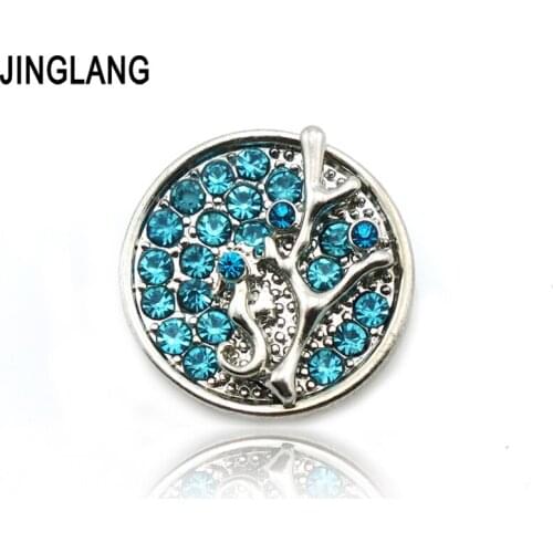 Free Shipping)DIY Special Design High Quality Fashion Interchangable Snap Buttons with Blue Crystal for Bracelets Accessories