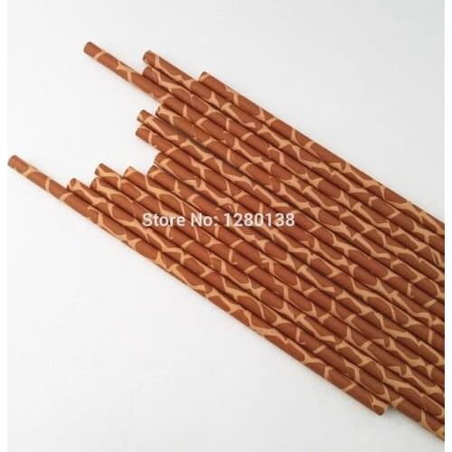 Free Shipping Giraffe Cheetah Leopard Printed Paper Straws Zoo Safari Party Drinking Decor Cow Zebra Paw Animal Design Straws