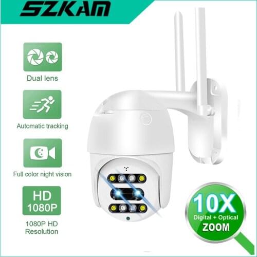 Surveillance camera wifi binocular camera automatic tracking 10xDigital Zoom AI human body detection 3MP HD Ptz IP waterproof