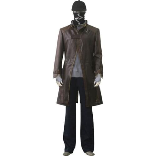 Watch Dogs Aiden Pearce Video Game Cosplay Costume coat+cap+mask (not pant and swaeter)All Size Custom Made New Version Cartoon