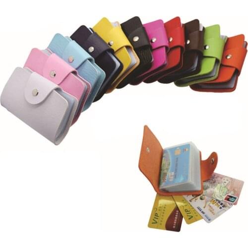 PU Leather Cassual Function 24 Bits Card Case Business Card Holder Men Women Credit Passport Card Bag ID Passport Card Wallet