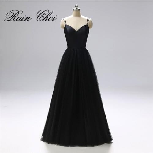 Black Formal Prom Dress A Line Formal Party Gowns Long Evening Dresses 2020