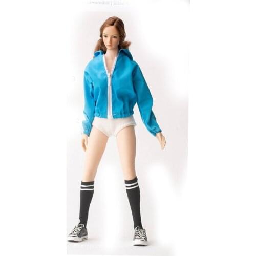 CJG-W007B 1/6 Scale Sport Clothes & Gym Shorts Hooded tracksuit Accessory Model For 12'' Inch Female Dolls