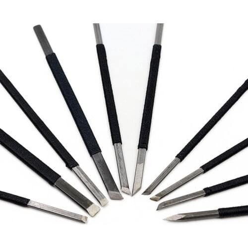 10 Pcs/set Stone Carving Knife Tool Set High Carbon Steel Flat and Oblique Knife Woodworking Hand Tools for Carving Enthusiasts