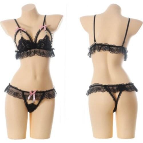 Cos Anime Cosplay Costume Bikini Clothing Summer Hot Bikini Three-point Bikini set Cute Hot Bowknot see-through Blouses Lace