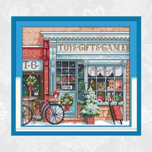 Gift Toy Shop Paintings Counted Cross-stitch Print on Canvas 14CT 11CT Chinese Cross Stitch Kit Needlework Embroidery Sets