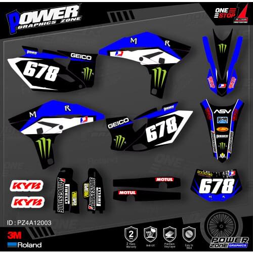 PowerZone Custom Team Graphics Backgrounds Decals 3M Stickers Kit For YAMAHA 2012-2015 WRF450 003
