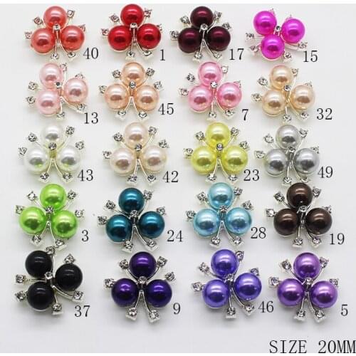 New Fashion Mix Color Pearl Buttons 10pcs/lot 20mm Sewing Metal Girl Jewelry Decor Wedding Invitation Card Ribbon DIY Accessorie