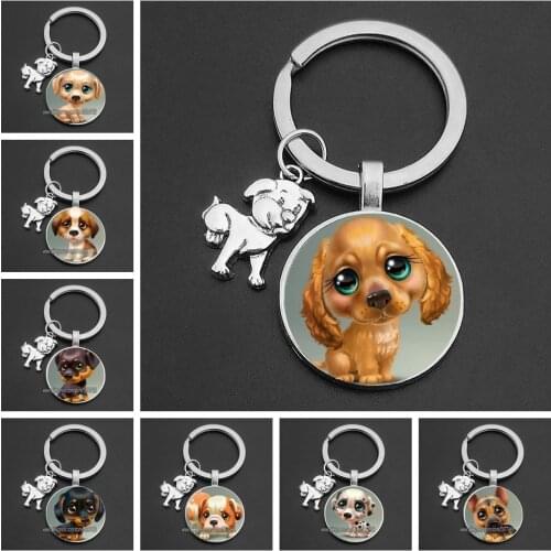 New Cute Puppy Dog Playing Keychain Love Pet Dog Best Friend Pendant Fashion Key Ring Birthday Present