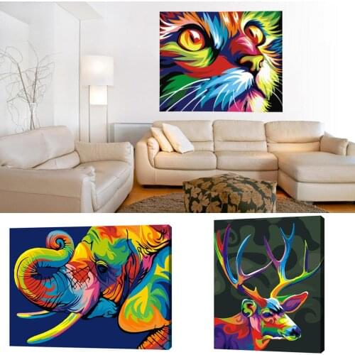 New Colorful Animals DIY 50*40cm Digital Acrylic Oil Painting Paint By Number Kit Canvas