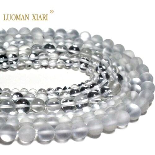 Wholesale AAA Silvery Austrian Crystal Matte Smooth Round Natural Stone Beads For Jewelry Making DIY Bracelet Necklace 6/8/10 mm