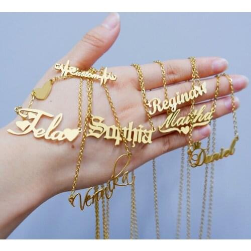 Custom Name Necklace with Crown Personalized Gold Customized Necklaces for Women Girls Stainless Steel Choker Nameplate Jewelry