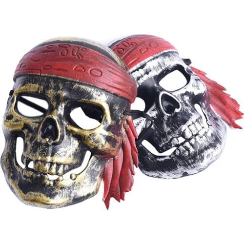 Unisex Retro Halloween Mask Bar Masquerade Decoration Props Scary Pirate Mask Funny Skull Head Mask Sports Masquerade