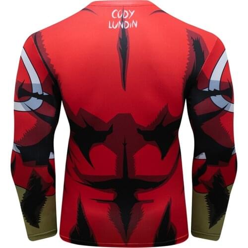 Cody Lundin Long Sleeve rash guard men New Digital Print Pattern Shirts Red Blue Sportswear Running top&tee kimono jiu jitsu