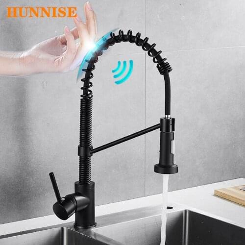 Touch Spring Kitchen Faucets Black Bronze Pull Out Kitchen Sink Mixer Tap Sensing Touch Kitchen Faucet Matte Balck Sensor Faucet