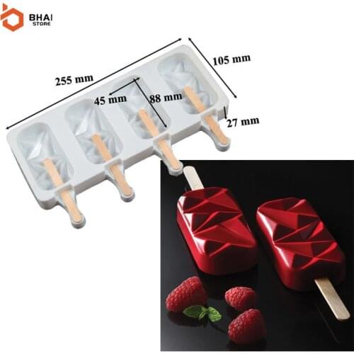1Pcs Silicone Ice Popsicle Mold Diamond Shaped Ice Cream mold Children Household Handmade DIY Dessert Popsicle Ice Grid