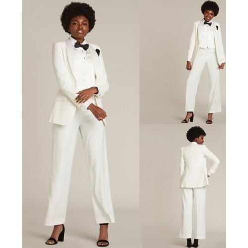 Ivory Wedding Tuxedos Fashion Mother of the Bride Prom Party Guest Bridal Wear 3 Pieces Plus Size