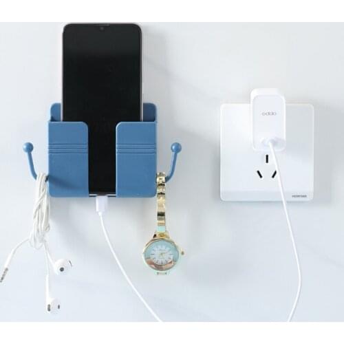Y1UU Adhesive Wall Mount Phone Holders with 2 Side Hooks for Phone Charging Brackets