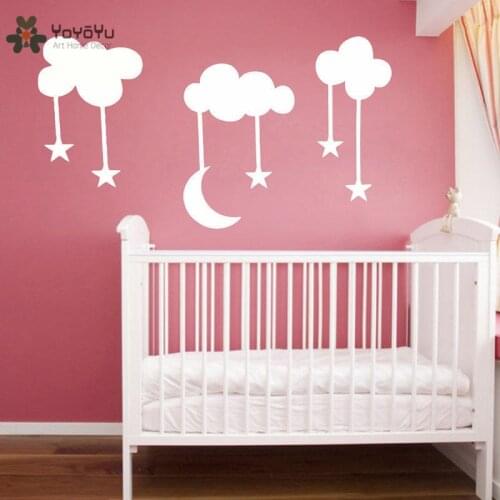 YOYOYU Vinyl Wall Decal Cute Fun Moon Stars Hanging Pattern DIY Baby Room Home Funy Art Decoration Sticker FD055