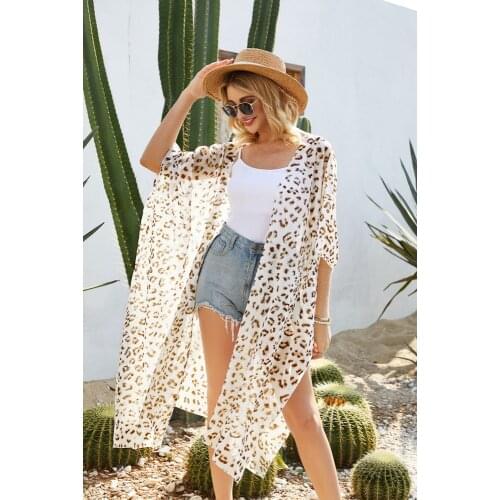 Women Beach Cover-up Floral Printed Sexy Casual Loose Swimwear Long Robe Chiffon Big Hem Streetwear Female Swimsuit Cover Up