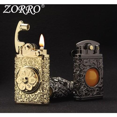 Zorro 592 Dragon Kerosene Lighter Rocker-Arm Six-Character Mantra Transfer Heavy Armor Old Fashioned Cigarettes Smoking