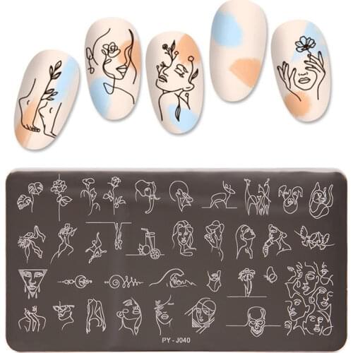1pc Nail Stamping Plates Portrait Flower Nail Art Board Template Steel Geometric Printing Stencil Fashion Power Nail Accesoires