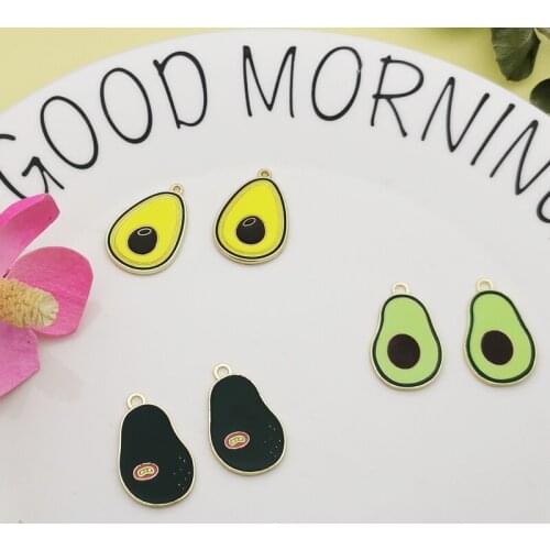 10pcs Alloy Enamel Avocado Charms Pendants For Jewelry Earrings DIY Accessories Delicious Fruit Charms Floating YZ813