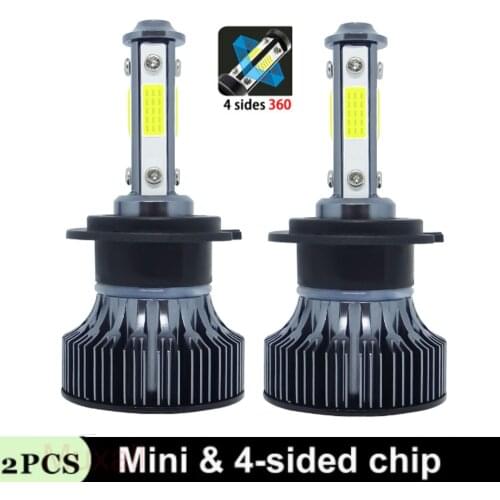 New 2Pcs 100W 20000LM 2/4-Sides Mini Car Headlight Kit H4 H7 H8 H9 H11 H13 9005 HB3 9006 HB4 Auto Light Bulb 6500k Fog Ligh