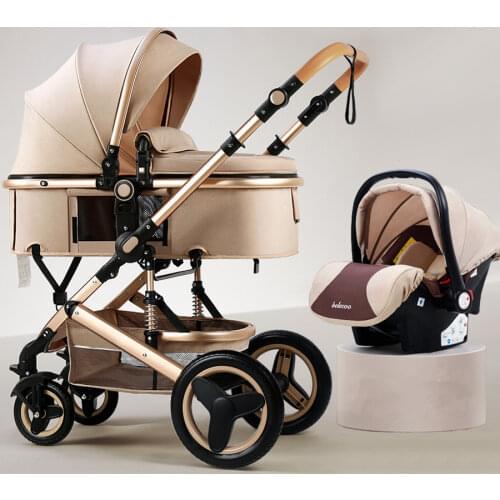 2021 High Landscape Baby Stroller 3 in 1 With Car Seat and Stroller Luxury Infant Stroller Set Newborn Baby Car Seat Trolley
