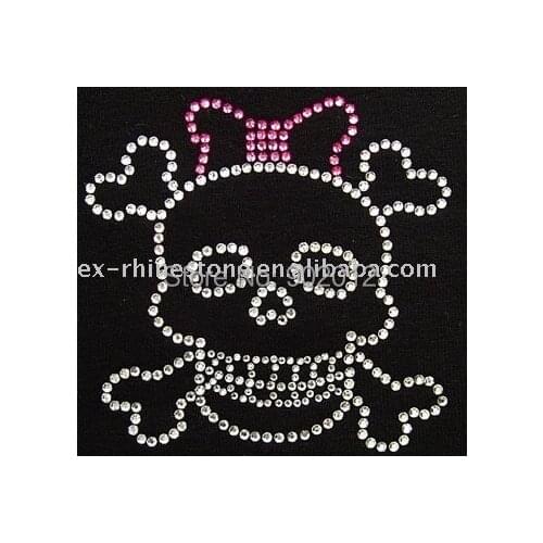 25PCS/LOT BlingQueen Korean Rhinestone Iron On Skull Design