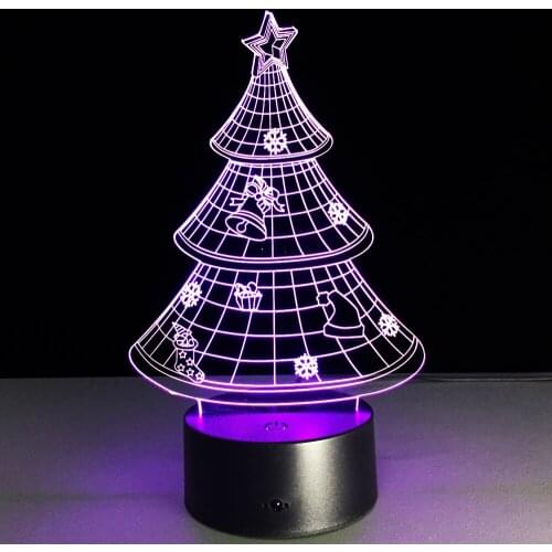 7 Colors Changing LED Christmas Tree Night Light Lamp Home Decor Gift New Year Colorful Christmas Decoration Tree Deer Bell Lamp