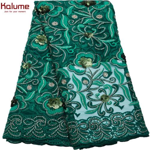Kalume Latest African Lace Fabric 2021 French Lace Fabric Dress Nigerian Tulle Lace Fabric For Wedding Party Lace Fabric H2344